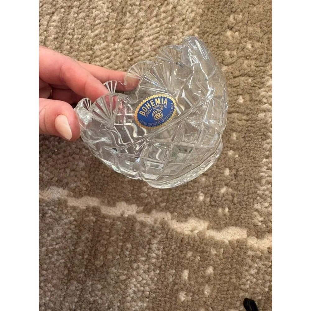 Bohemia Czech Lead Crystal Bowl 24% PbO Scalloped Vintage Crystal Dish